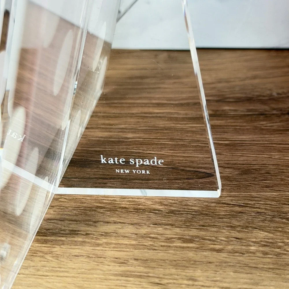 Kate Spade New York White Dot Clear Acrylic Magnetic Picture Frame 5x7 4x6 Boxed
